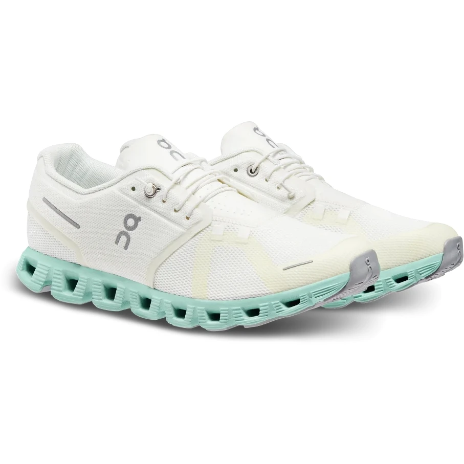 On Running On Cloud 5 Shoes - Undyed-White & Creek 1 On Running On Cloud 5 Shoes - Undyed-White & Creek