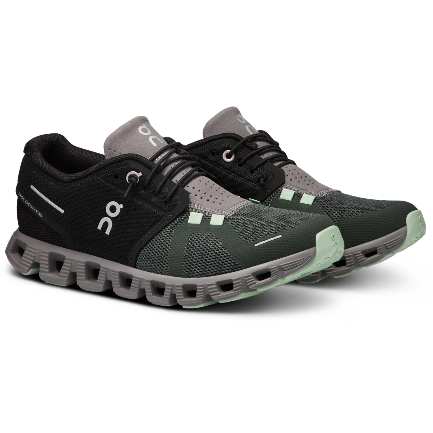 On Running On Cloud 5 Women's Shoes - Black & Lead 1 On Running On Cloud 5 Women's Shoes - Black & Lead