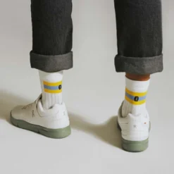 On Running On Tennis Sock - White & Mustard -On Running on running tennis sock white mustard 5 1263243